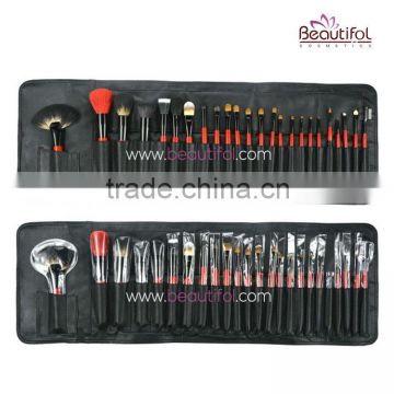Wholesale 24 Pcs Personalized Makeup Brush Set, fashionable black & red cosmetics brushes kit
