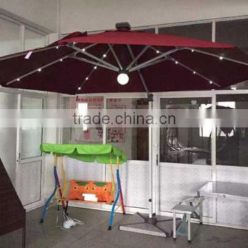 2015 most fashion double layer 3m*3m automatic solar umbrella with led lights, sensor and remote control