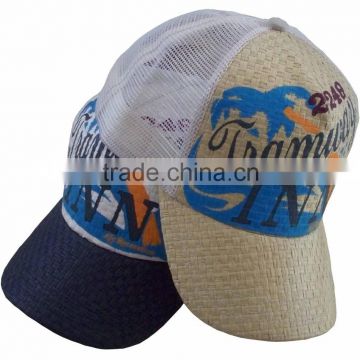 knitted paper front with mesh back printing 5 panel trucker hat,paper trucker cap