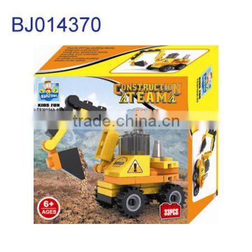 Cheap diy toy plastic 3D block construction truck/excavator rooter model