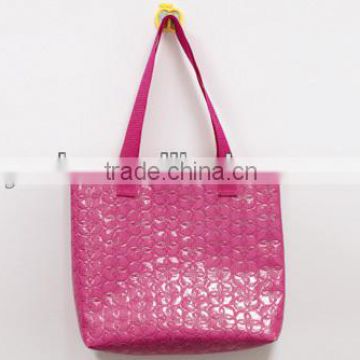 handle pink shiny polyester shopping bag