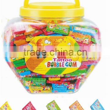 Tattoo bubble gum in big heart shaped jar(sweets chewing gum)