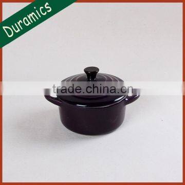 Stoneware color glazed bakeware,ramekin with lid