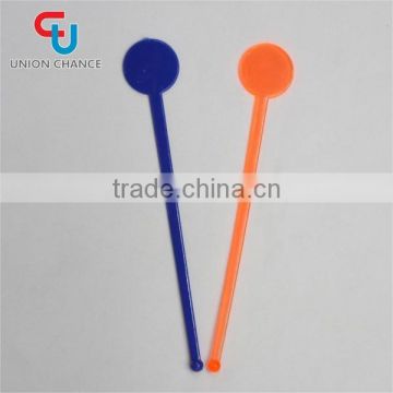 Colorful Stirrers Swizzle Stick Plastic Swizzle Flat Stick With Round Top