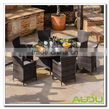 Audu Tuscany Brown Rattan Garden Dining Set With 6 Seat