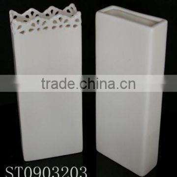 porcelain vase white color square shape handmade