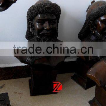 bronze Mongolian bust statue for indoor decor