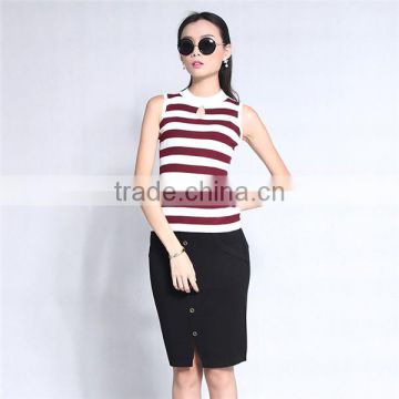 Sleeveless Red and White Striped Vest,Knit Vest 2017