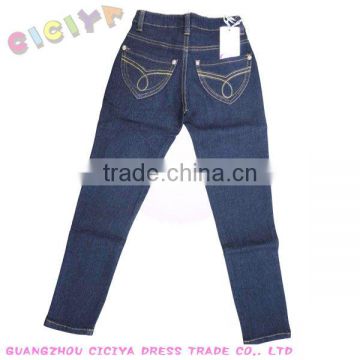 Women sexy skinny jeans jean pants long design garment wash blue jeans with lycra