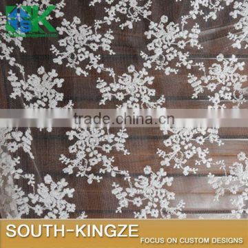2016 Fashion Lace Fabric white Floral cotton embroidered organza mesh fabrics 150cm wide 2016 Fashion40397