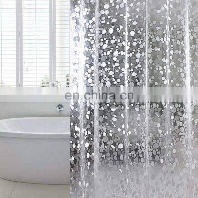 Amazon Hot Selling Thin EVA Waterproof Environmental Pebble Plastic Shower Curtain Environmental
