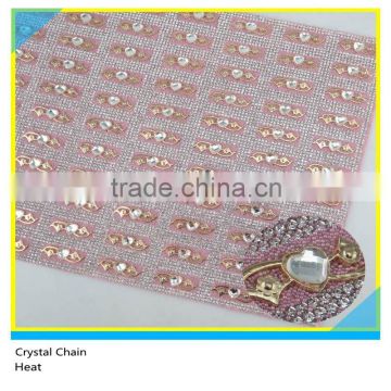 24*40 cm Metal Mix Crystal Beads Hotfix Glue Sheet Crystal Heart Shape