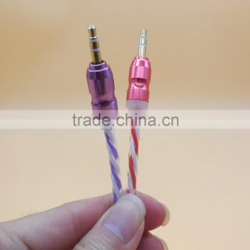 Gold and silvery connector 3.5mm stereo Audio vedio cable