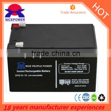 high quality 12v 12ah 20hr battery rechargeable sealed lead acid battery