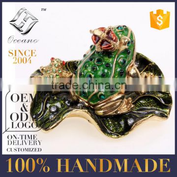 Best selling enamel sea turtle with crown pewter jewelry box