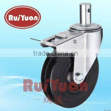 Hard Rubber Stem double brake Standard industrial casters wheels