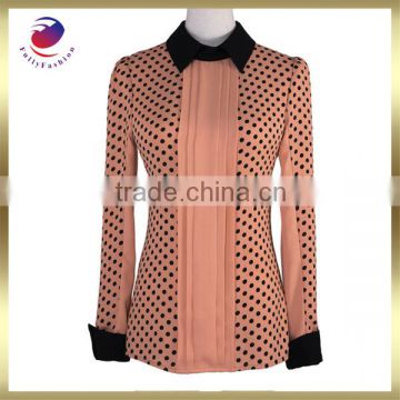 ladys chiffon blouses dot print long sleeve fashion style