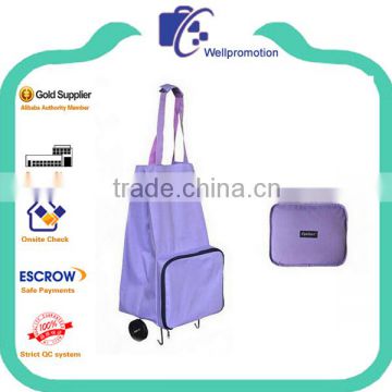 Custom polyester shopping trolley bag with wheel