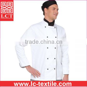 wholesale Mandarin collar design white chef uniform equipped with 10 interchangeable buttons(LCTU0019)