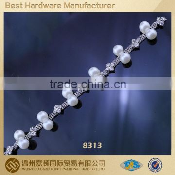 Wholesale rhinestone and pearl applique trimming chain