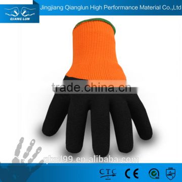 QL latex work hand knitted gloves dipped abrasion resistant rubber maxiflex