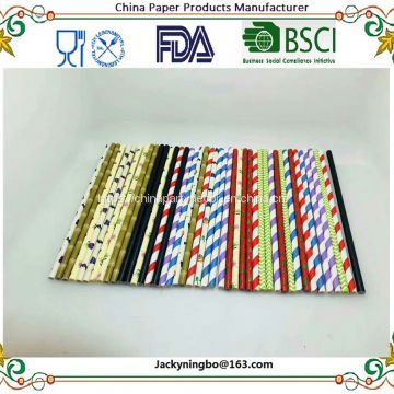 Ningbo PartyKing Different Colors and Designs Rainbow Stripe Dot Paper Drinking Straws Color Printed or Holo Gold Silver Foiled Both Can Be Customized