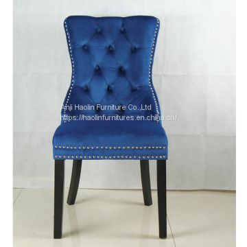 Navy Velvet Dining Chair in Solid Wood,Modern Dining Chair HL-6087