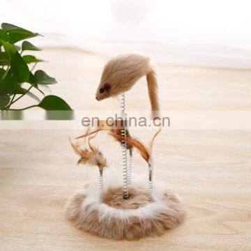 Small pet toy cat jumping platform/pole scratching board with spring for mouse