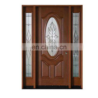 External Mahogany Solid Wood Door double door for villa & commercial glazed door