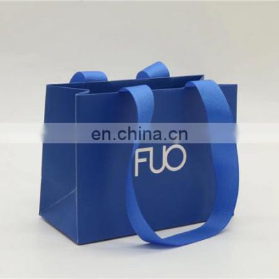 Luxury ribbon handle boutique shopping packaging customized printed euro tote with logo paper bags packaging