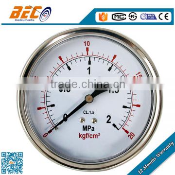 (YTN-60D) 60mm small diameter back thread connection brass material pointer dial style analog manometer
