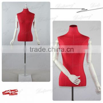 red cloth cover torso female mannequins with adjust arms