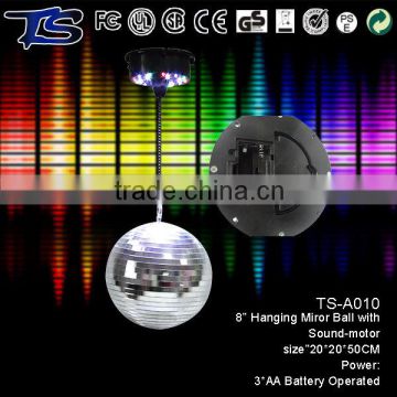 8 inch hanging mirror ball with sound-motor KTV reflective glass ball