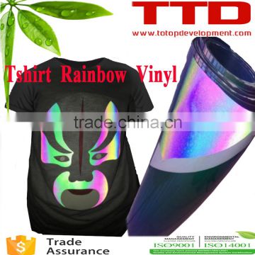 PU heat transfer film vinyl ,rainbow reflective jersey soccer vinyl flex film