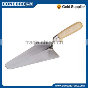 more size Italian pattern bricklaying trowel with wooden handle, metal end cap, carbon steel