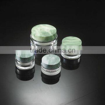 Dark Green Grain Pattern Cosmetic Round Straight Acrylic Cream Jars