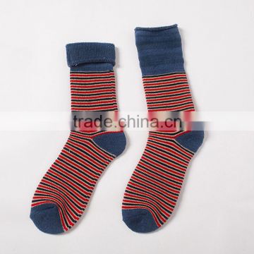 blue and red stripe terry socks winter warm socks Martin boots style socks