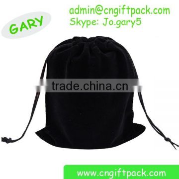 Black 15cmx20cm Custom Velvet Drawstring Pouch Bag