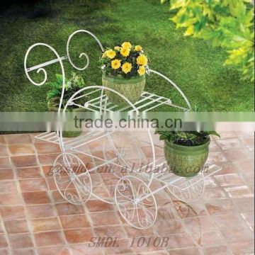 White Powder Coated Wire Flower Cart