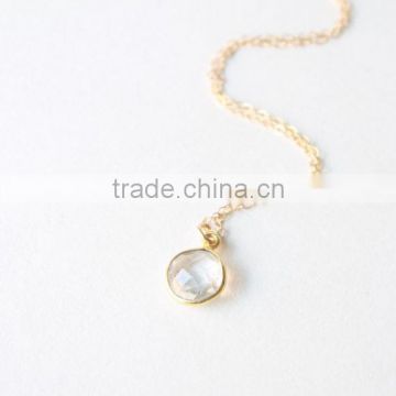 Tiny Crystal sterling silver Gemstone Necklace