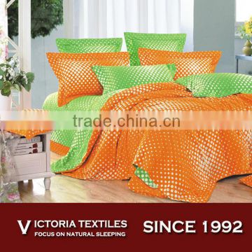 orange color printed bed cover set queen comforter sheets set
