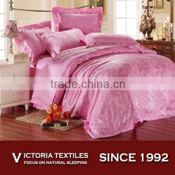 pink flower jacquard cotton bedding comforter sheets set