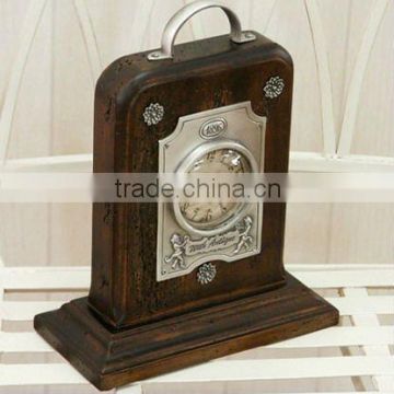 Antique Style Wooden Vintage Desk Clock For Home Decoration