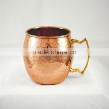 Moscow Mule Copper Mug 16 OZ Hammered Barrel Shape Copper Mug With Brass Handle,copper beer mug,copper mug made india