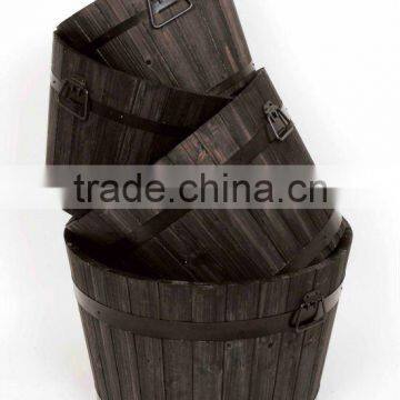 set of 4 Wooden barrel