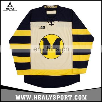 Hot sale Embroidery logo NCAA College Michigan Hockey Jersey