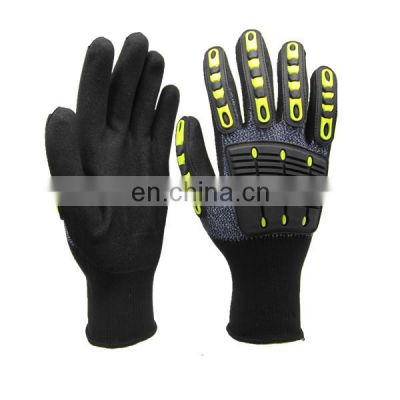 Finger protector 13G HPPE  Glassfiber liner cut resistant level 5 impact working nitrile coated safety gloves