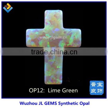 2014 New Products Synthetic Lime Green Cross Opal Pendant For Fashion Jewelry