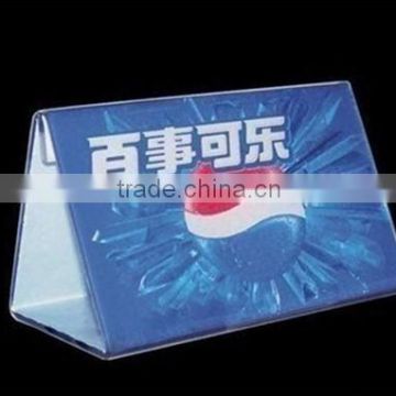 Triangle clear acrylic menu holder stand tent,acrylic logo table tent
