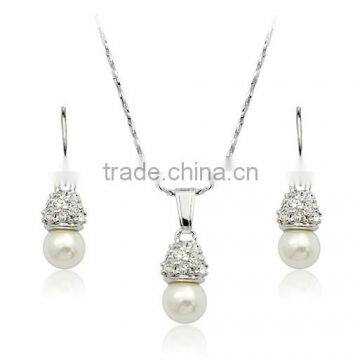 2014 Latest Wholesale Silver Pearl Jewelry Set
